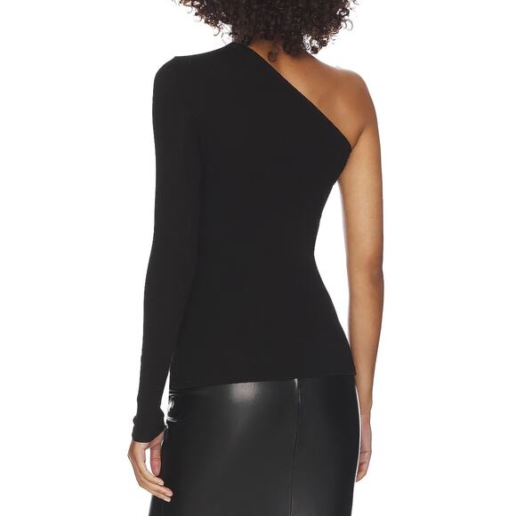 Enza Costa Women's Black Silk Knit Angled One Shoulder Top Blouse XS - Picture 2 of 6